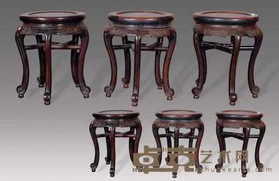 清 红木圆凳（6件） 高48.5cm